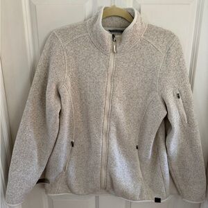 L.L. Bean Cream Knit-Texture Fleece Jacket